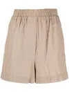 Brunello Cucinelli Elasticated-waist Cotton Shorts In Neutrals