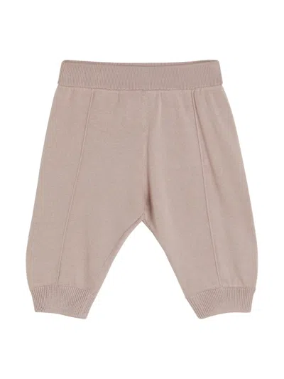 Brunello Cucinelli Babies' Elasticated-waist Cotton Track Pants In 粉色