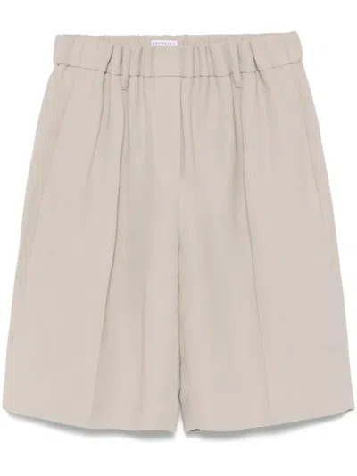 Brunello Cucinelli Elasticated-waist Shorts In Brown