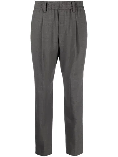 Brunello Cucinelli Elasticated-waist Tailored Trousers In Grey