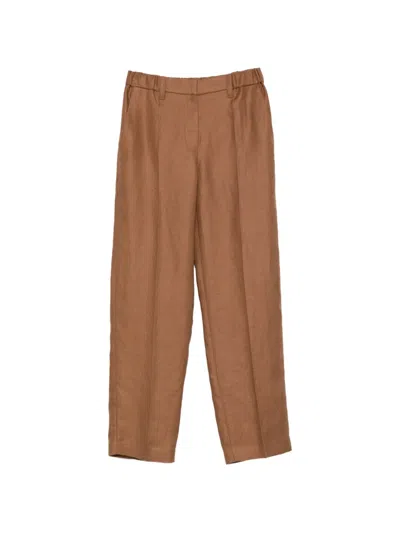 Brunello Cucinelli Elasticated-waist Trousers In Brown