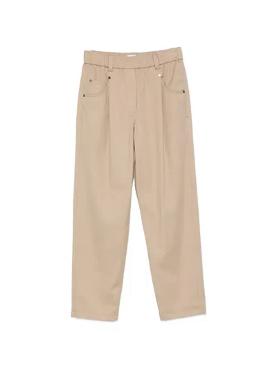 Brunello Cucinelli Elasticated-waist Trousers In Neutral