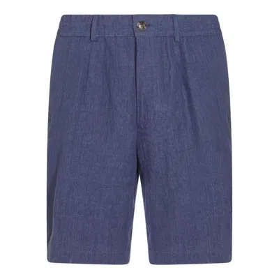 Brunello Cucinelli Lightweight Délavé Linen Bermuda Shorts With Elasti In Blue