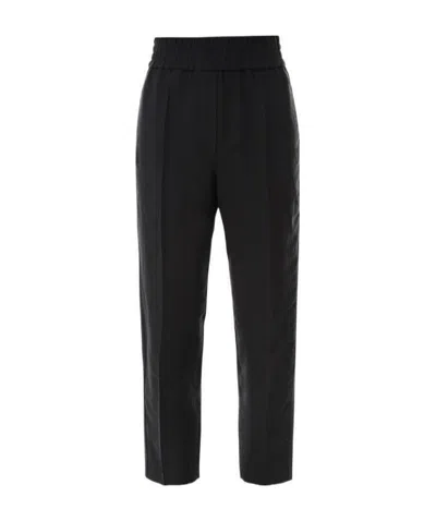 Brunello Cucinelli Elasticated Waistband Cropped Leg In Black