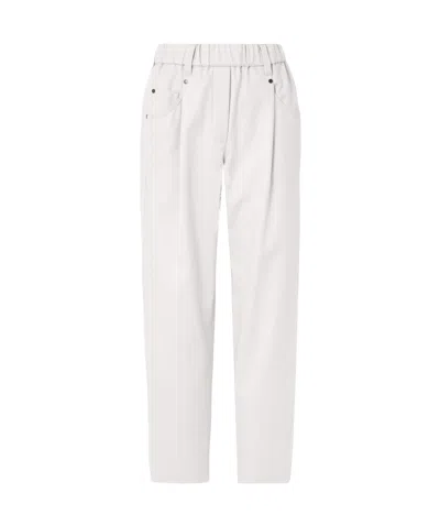 Brunello Cucinelli Elasticated Waistband Cropped Pants In White