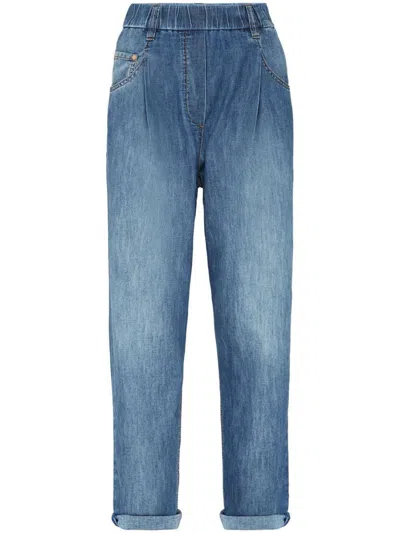 Brunello Cucinelli Elasticated Waistband Denim Jeans In Blue