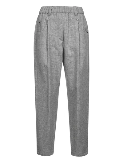 BRUNELLO CUCINELLI ELASTICATED-WAISTBAND PLEATED TROUSERS