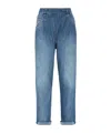 Brunello Cucinelli Elasticated Waistband Tapered Jeans In Blue