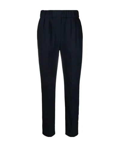 Brunello Cucinelli Elasticated-waistband Tapered Trousers In Black