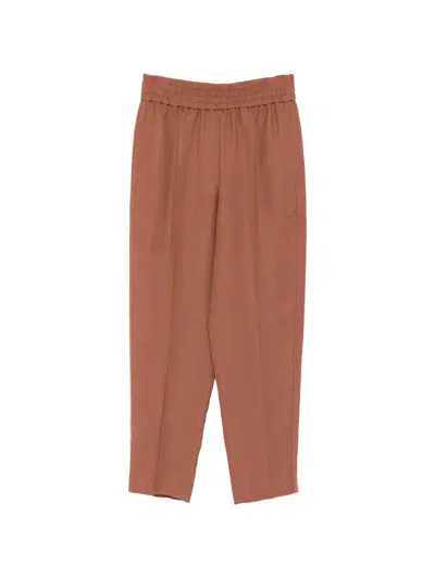 Brunello Cucinelli Elasticated-waistband Trousers In Brown