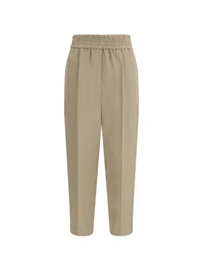 Brunello Cucinelli Elasticated-waistband Trousers In Neutral