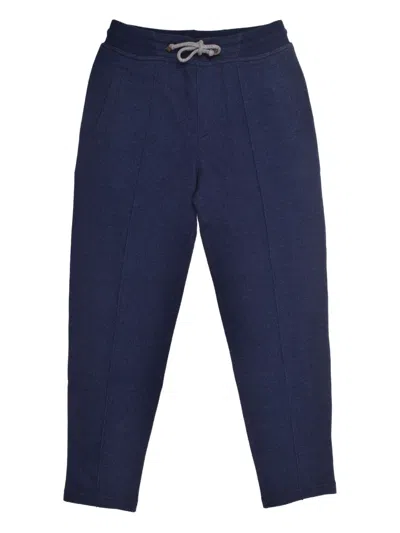 Brunello Cucinelli Elasticated-waistband Wool Trousers In Blue