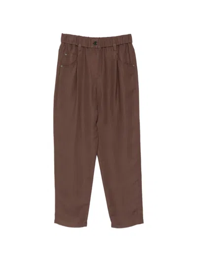 Brunello Cucinelli Couture Cotton Gabardine Long Bermuda Shorts With Monili In Brown