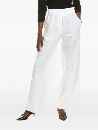 Brunello Cucinelli Elasticated-waist Wide-leg Trousers In White