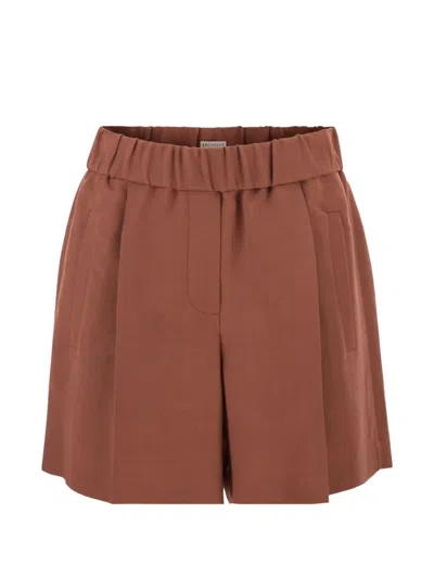 Brunello Cucinelli Elasticated-waistband Shorts In Brown