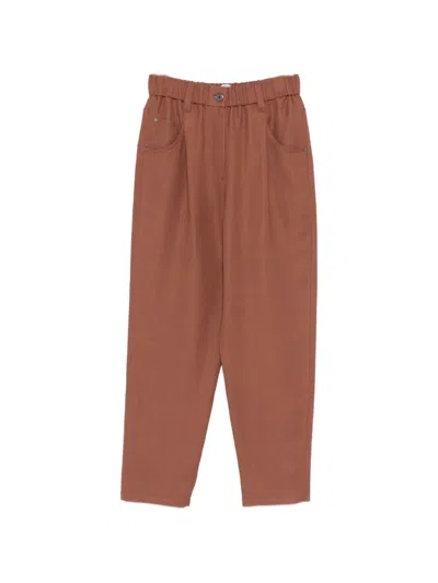 Brunello Cucinelli Elasticated-waistband Trousers In Brown