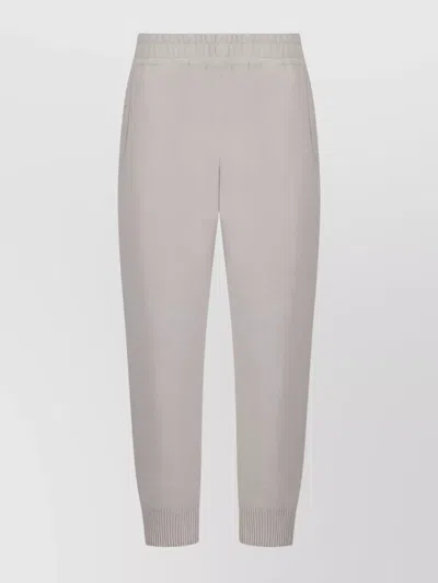 Brunello Cucinelli Elasticized Waistband Wool Jogger Trousers In Gray