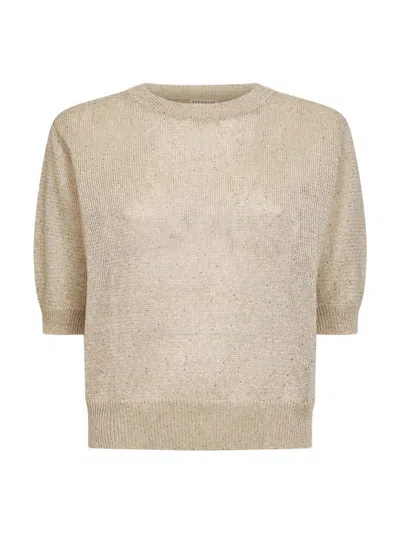 Brunello Cucinelli Elegant Linen Blend T-shirt For Women In Brown