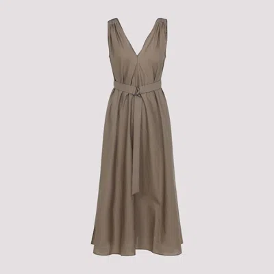 Brunello Cucinelli Elegant Long Cotton Dress For Women In Brown