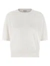 Brunello Cucinelli White Sequin Sweater In White