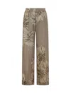 Brunello Cucinelli Elegant Silk Trousers With Stamped Floral Design In Brown