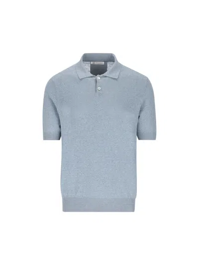 Brunello Cucinelli Elevated Polo Sweater For Effortless Style In Blue