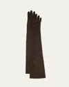Brunello Cucinelli Elongated Suede Gloves In Brown