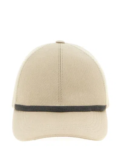 Brunello Cucinelli Baseball Cap Contrast Trim Curved Brim In Neutral