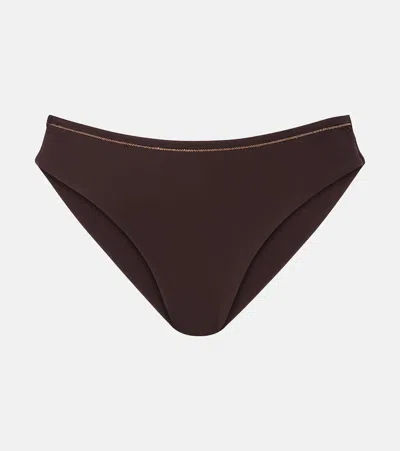 Brunello Cucinelli Embellished Bikini Bottoms In Brown