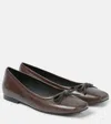 Brunello Cucinelli Monili Bow-detail Leather Ballet Flats In Brown