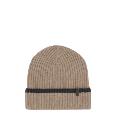 Brunello Cucinelli Embellished Cashmere Beanie In Brown