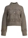 Brunello Cucinelli Embellished Cashmere Crewneck Sweater In White