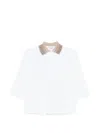 Brunello Cucinelli Women Cotton Jersey Polo Shirt With Dazzling Knit Collar In White