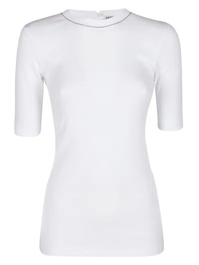 BRUNELLO CUCINELLI BRUNELLO CUCINELLI EMBELLISHED COLLAR T-SHIRT