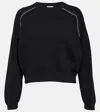 Brunello Cucinelli Embellished Cotton Sweater In Black