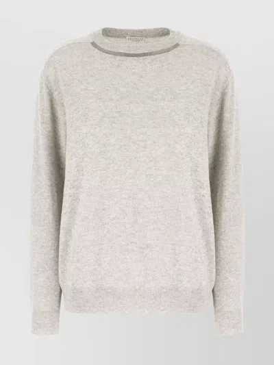 BRUNELLO CUCINELLI EMBELLISHED CREW-NECK CASHMERE SWEATER