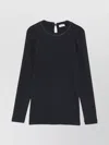 Brunello Cucinelli Womans Long-sleeved Black Cotton T-shirt With Monile Crew Neck In Black
