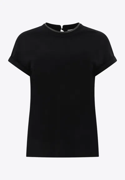 Brunello Cucinelli Embellished Crewneck T-shirt In Black