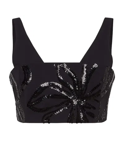 Brunello Cucinelli Embellished Crop Top In Black