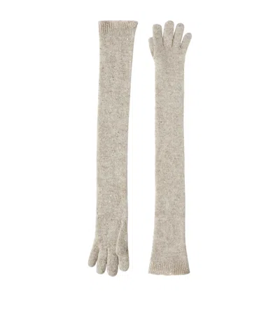 Brunello Cucinelli Embellished Gloves In White