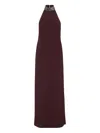 Brunello Cucinelli Halterneck Dress With Beaded Collar In Red