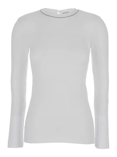 Brunello Cucinelli Embellished Knitted Jumper In White