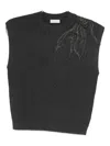 Brunello Cucinelli Cashmere Sleeveless Tank Top Ribbed Texture In Black
