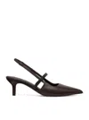 Brunello Cucinelli City 50 Leather Slingback Pumps In Brown