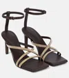 Brunello Cucinelli Embellished Leather Sandals In Dark Brown