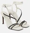 Brunello Cucinelli Embellished Leather Sandals In Off White
