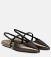 Brunello Cucinelli Embellished Leather Slingback Flats In Multicoloured