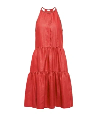 Brunello Cucinelli Embellished Linen-blend Minidress In Red