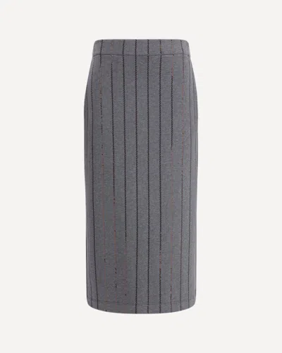 Brunello Cucinelli Embellished Midi Pencil Skirt In Gray
