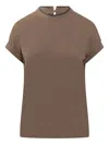 Brunello Cucinelli Refined Cotton Jersey T-shirt With Timeless Appeal In Brown